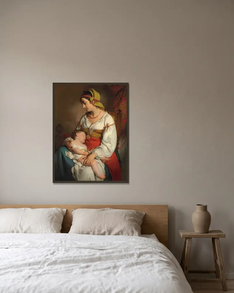 Italienische Mutter mit Kind av Friedrich von Amerling inramad på en vägg