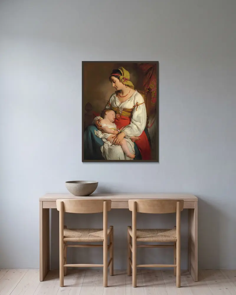 Italienische Mutter mit Kind av Friedrich von Amerling inramad på en vägg