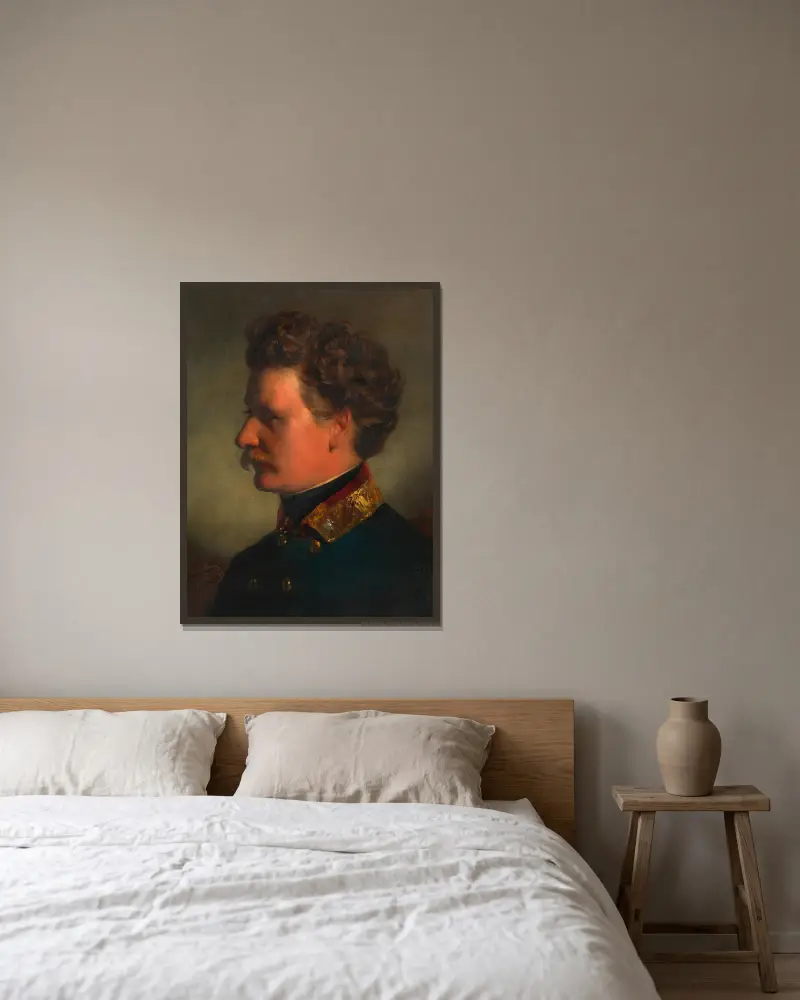 Joseph Georg Amerling als Major (Bruder des Künstlers) av Friedrich von Amerling inramad på en vägg