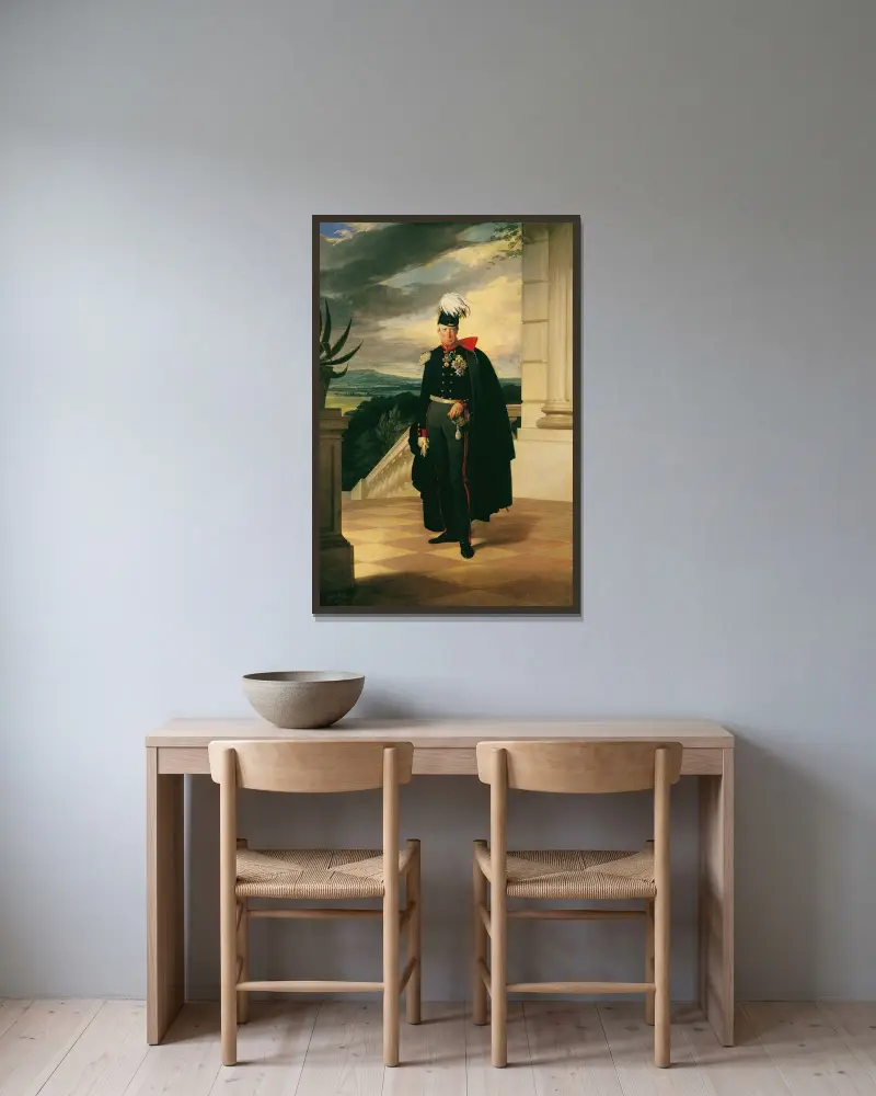 Kejsar Frans I av Österrike i preussisk generalsuniform av Friedrich von Amerling inramad på en vägg