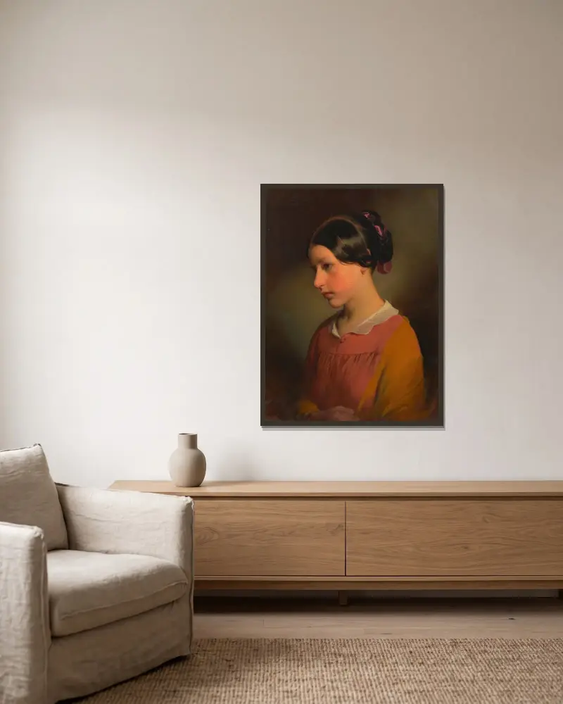 Ludmilla Amerling (konstnärens dotter) som barn av Friedrich von Amerling inramad på en vägg