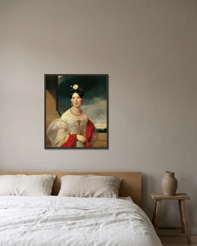 Marie Freiin Vesque of Puettlingen av Friedrich von Amerling inramad på en vägg
