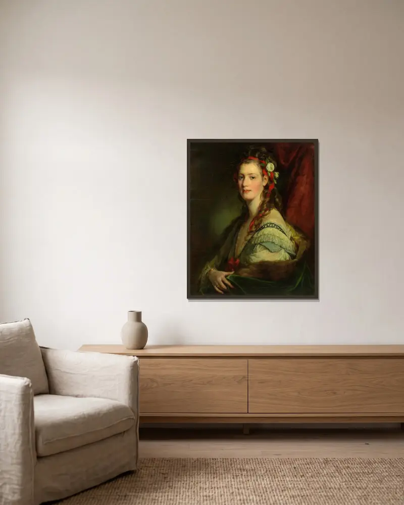 Marie Paterno, geb. Nemetschke, später Amerling bzw. Hoyos (4. Frau des Künstlers) von Friedrich von Amerling gerahmt an einer Wand