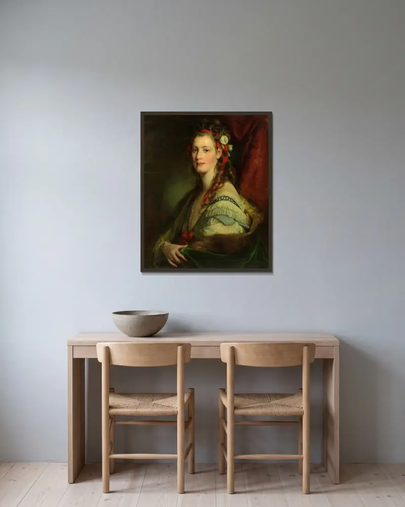 Marie Paterno, geb. Nemetschke, später Amerling bzw. Hoyos (4. Frau des Künstlers) von Friedrich von Amerling gerahmt an einer Wand