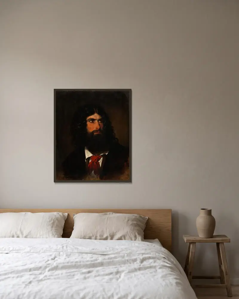 Porträtt av en romersk bonde av Friedrich von Amerling inramad på en vägg