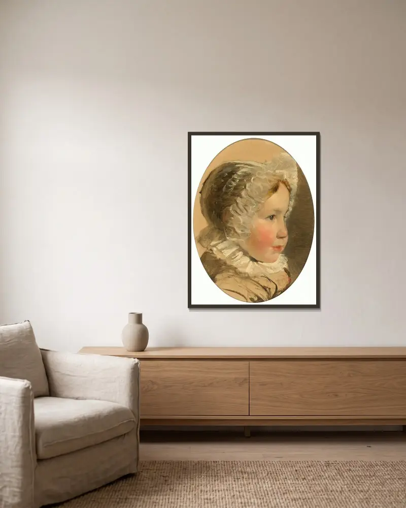 Porträtt av en ung flicka av Friedrich von Amerling inramad på en vägg