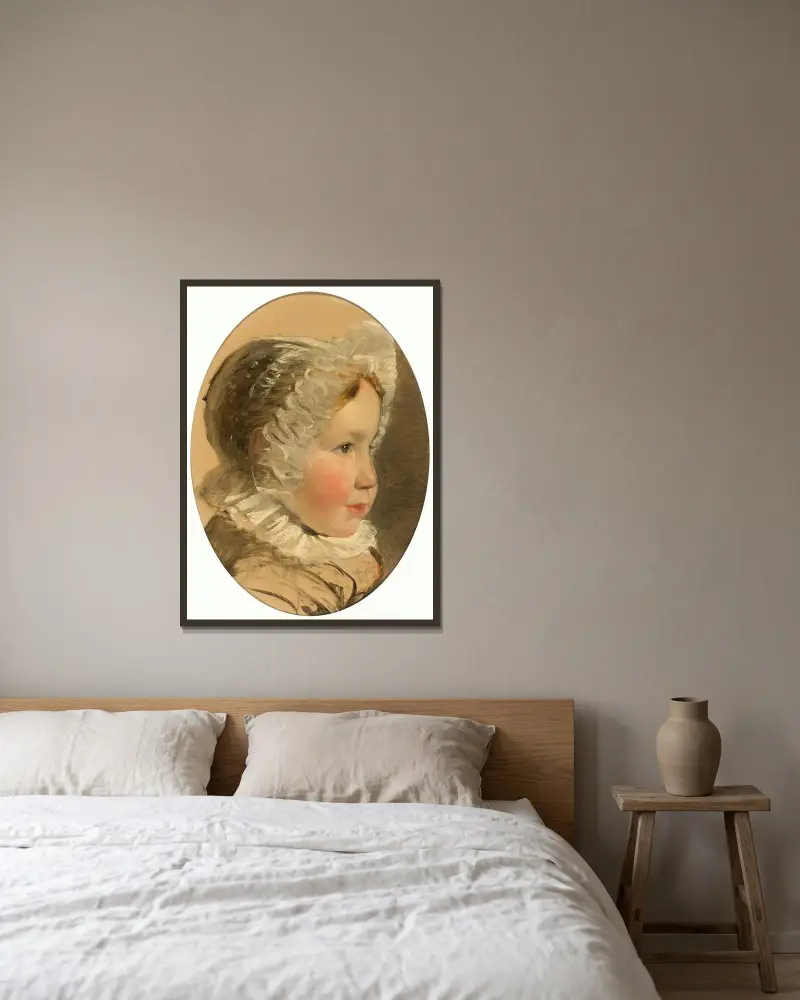 Porträtt av en ung flicka av Friedrich von Amerling inramad på en vägg