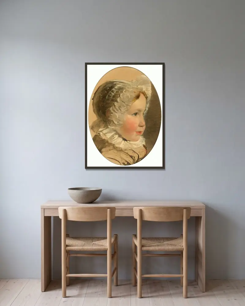 Porträtt av en ung flicka av Friedrich von Amerling inramad på en vägg