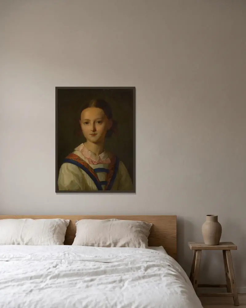 Porträtt av en ung flicka av Friedrich von Amerling inramad på en vägg