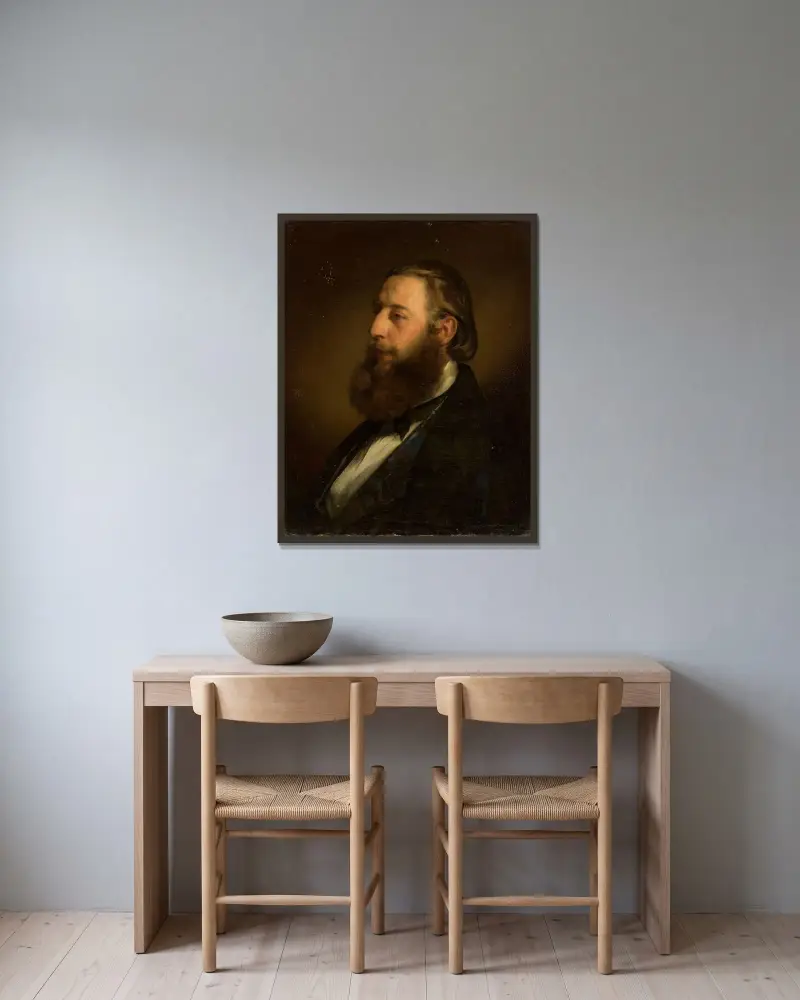 Porträtt av Konstanty Branicki (1824–1884) av Friedrich von Amerling inramad på en vägg