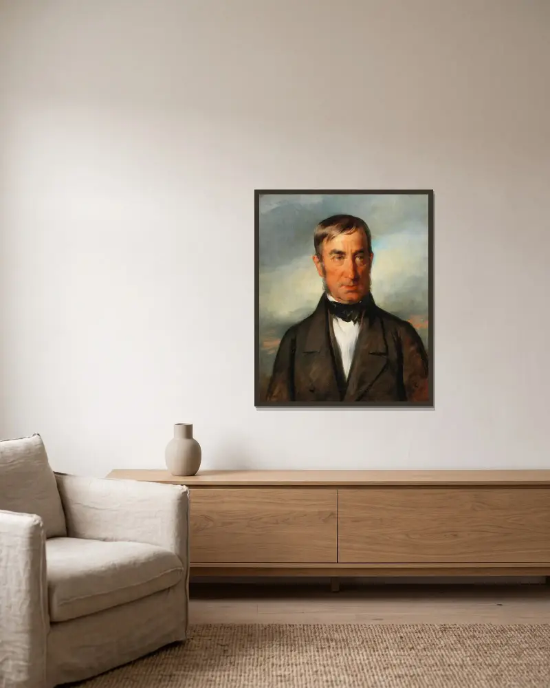 Portrait of the Brickyard Owner Joseph Lager av Friedrich von Amerling inramad på en vägg