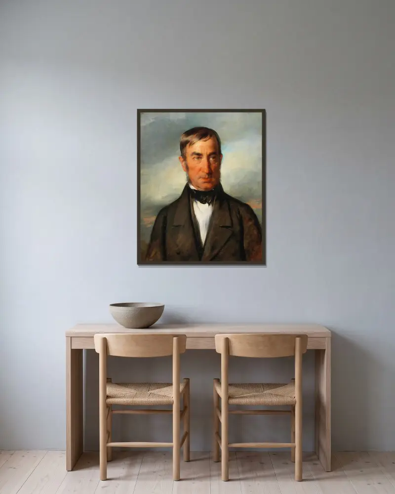 Portrait of the Brickyard Owner Joseph Lager av Friedrich von Amerling inramad på en vägg