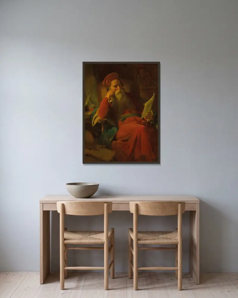Učenec ve své pracovně, Friedrich von Amerling v rámu na stěně