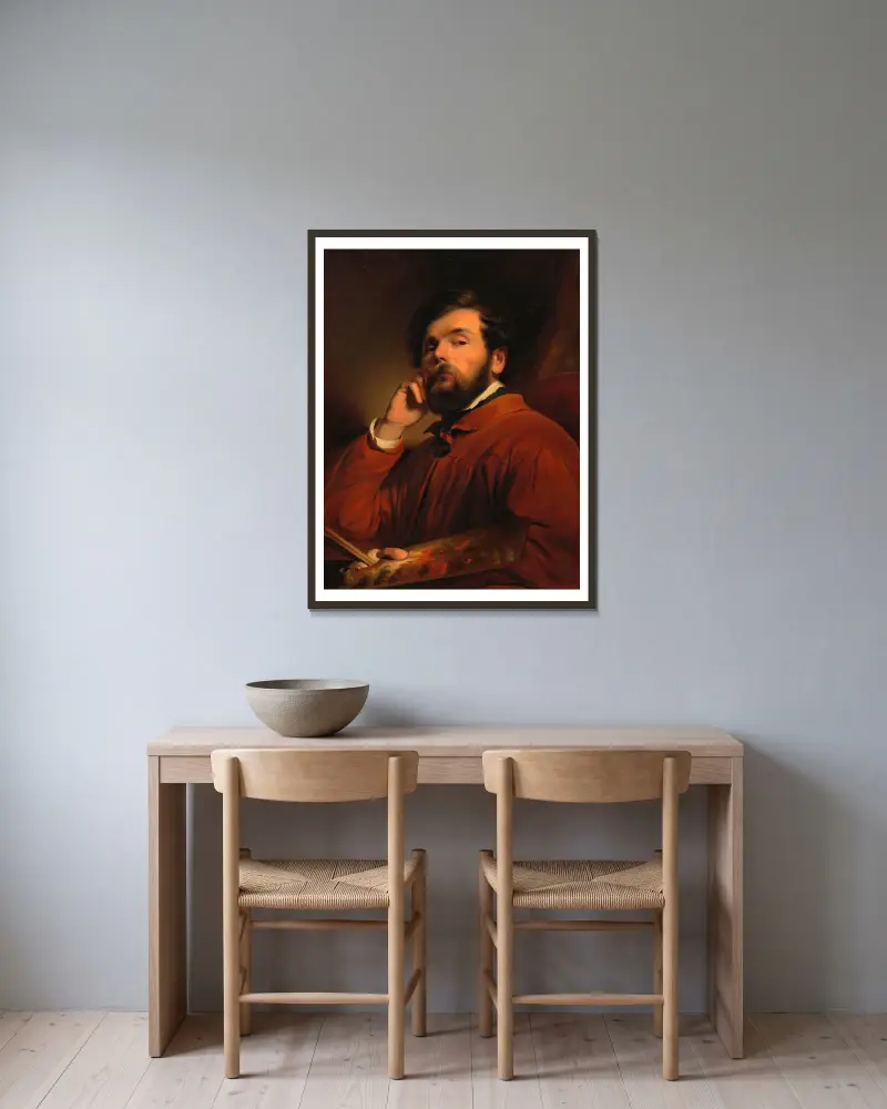 Selbstbildnis Friedrich von Amerling, 1846 av Friedrich von Amerling inramad på en vägg