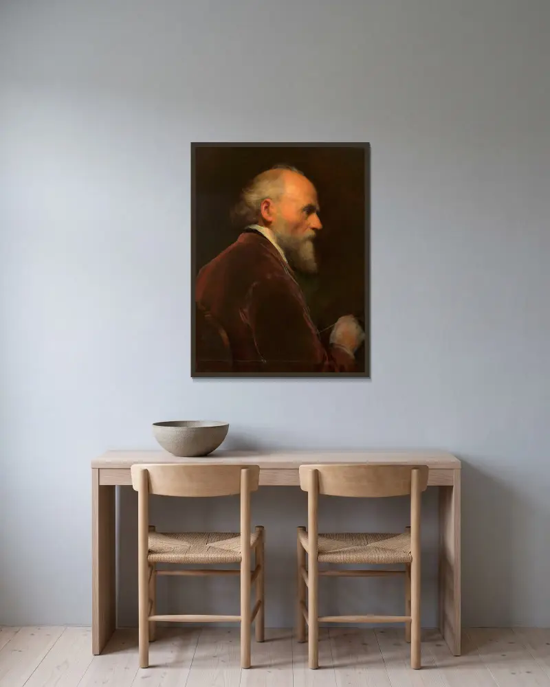 Selbstbildnis Friedrich von Amerling, 1870 av Friedrich von Amerling inramad på en vägg