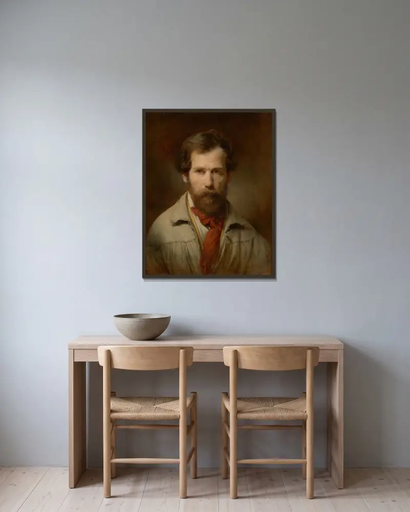 Självporträtt av Friedrich von Amerling inramad på en vägg