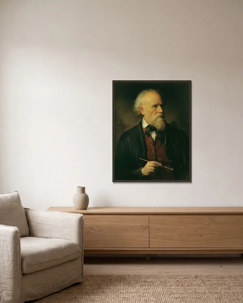 Självporträtt av Friedrich von Amerling inramad på en vägg