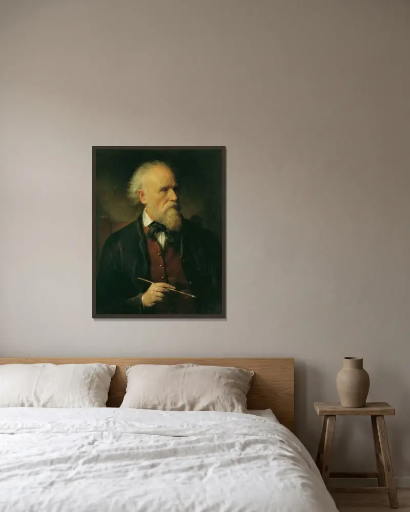 Självporträtt av Friedrich von Amerling inramad på en vägg