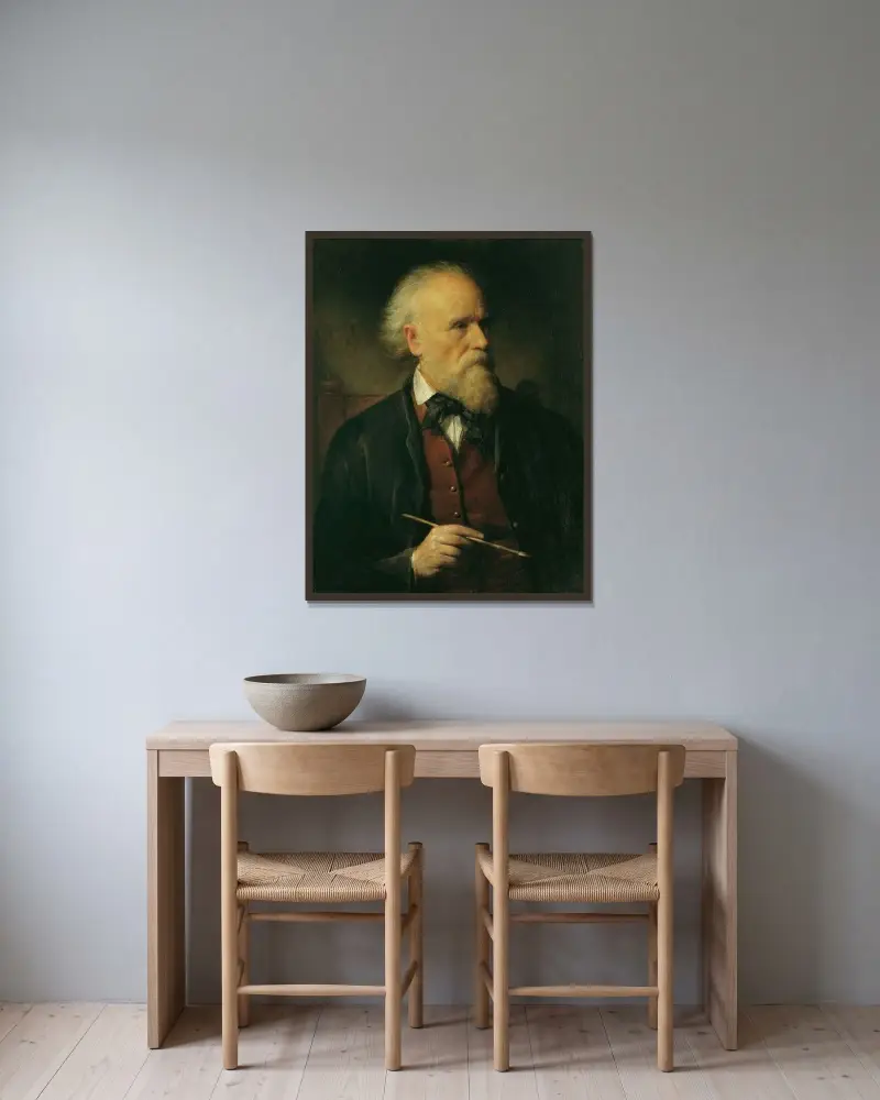 Självporträtt av Friedrich von Amerling inramad på en vägg
