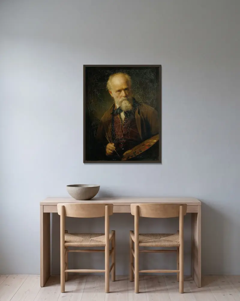 Självporträtt av Friedrich von Amerling inramad på en vägg