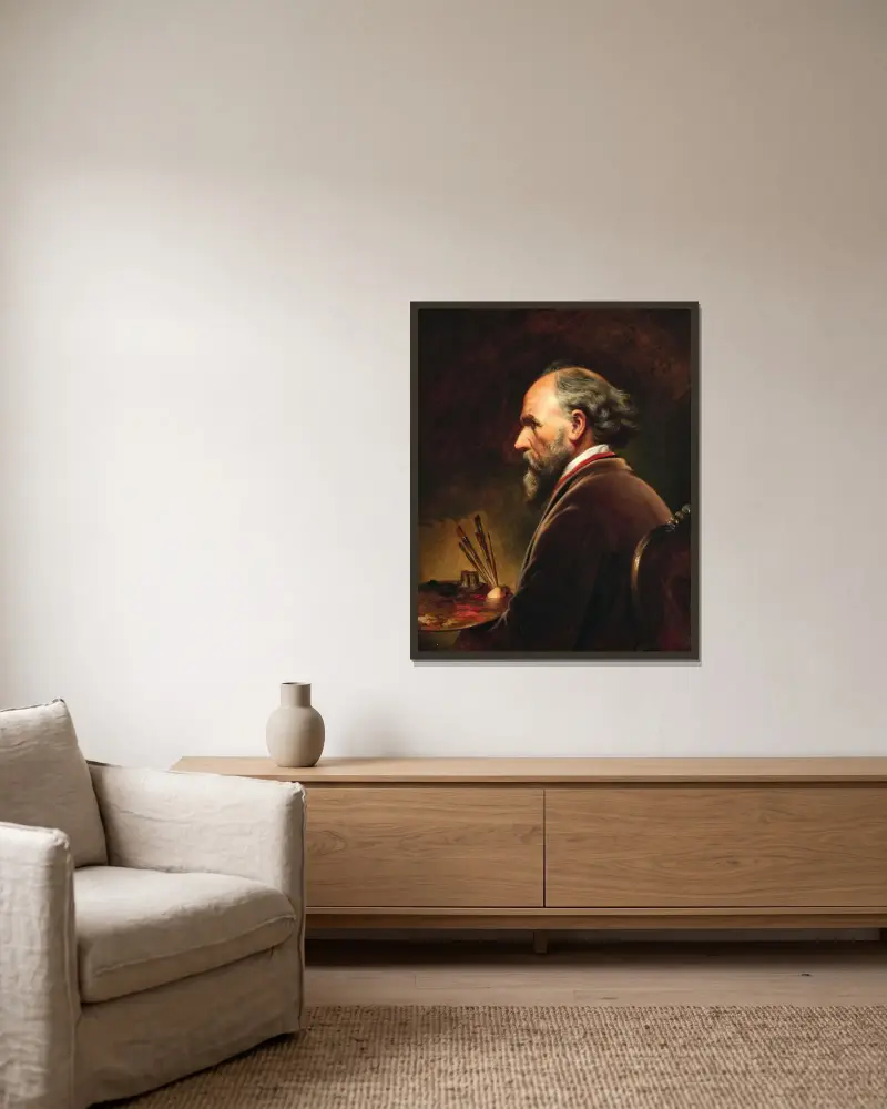 Självporträtt av Friedrich von Amerling inramad på en vägg