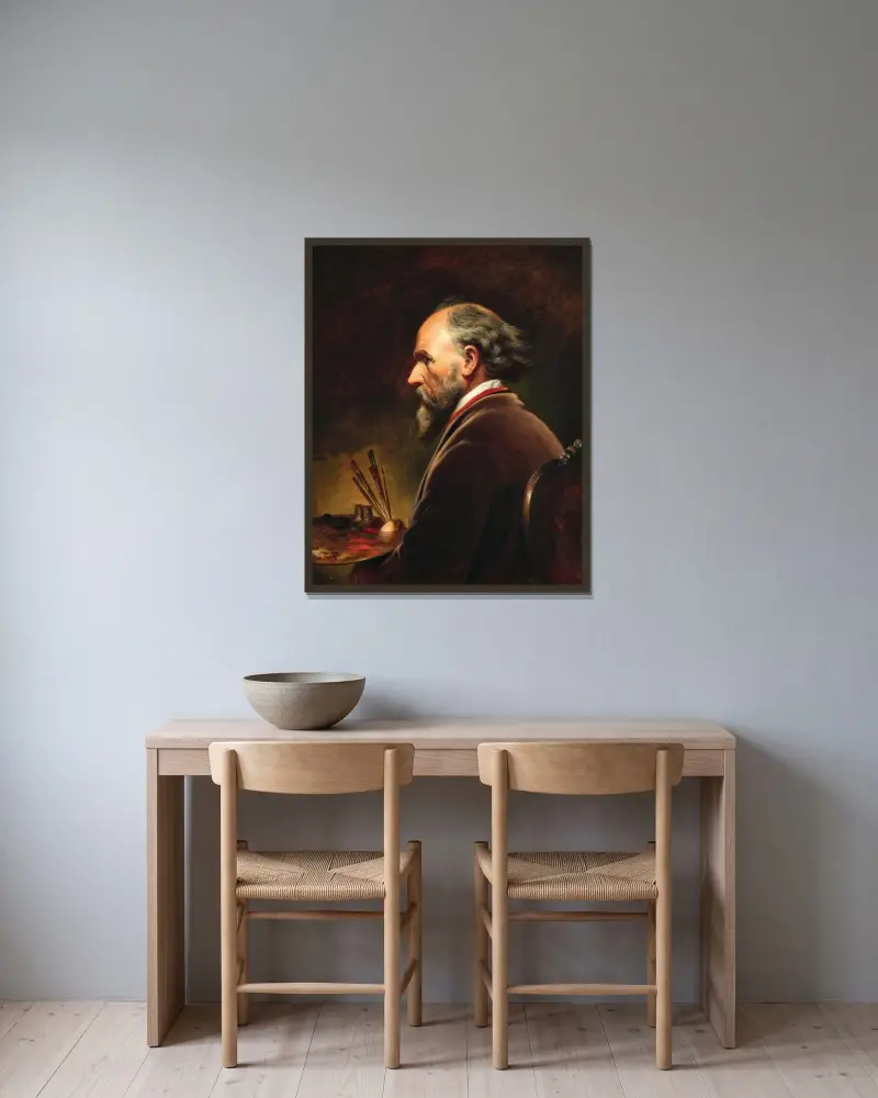 Självporträtt av Friedrich von Amerling inramad på en vägg