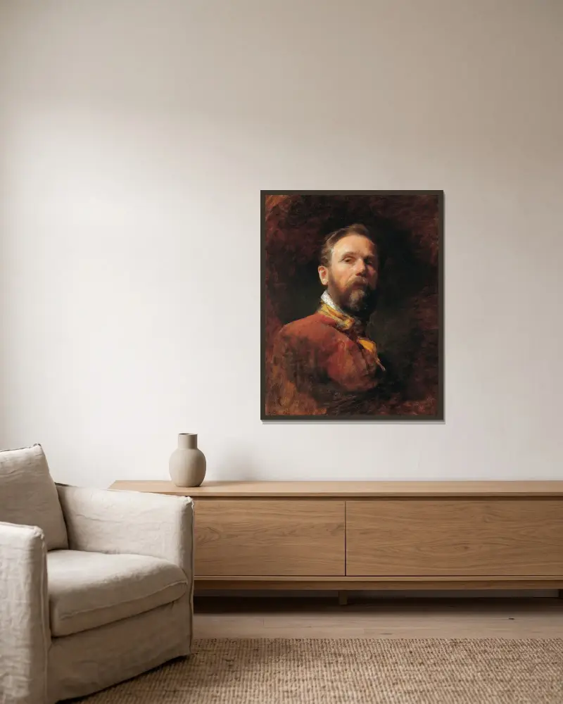 Självporträtt av Friedrich von Amerling inramad på en vägg