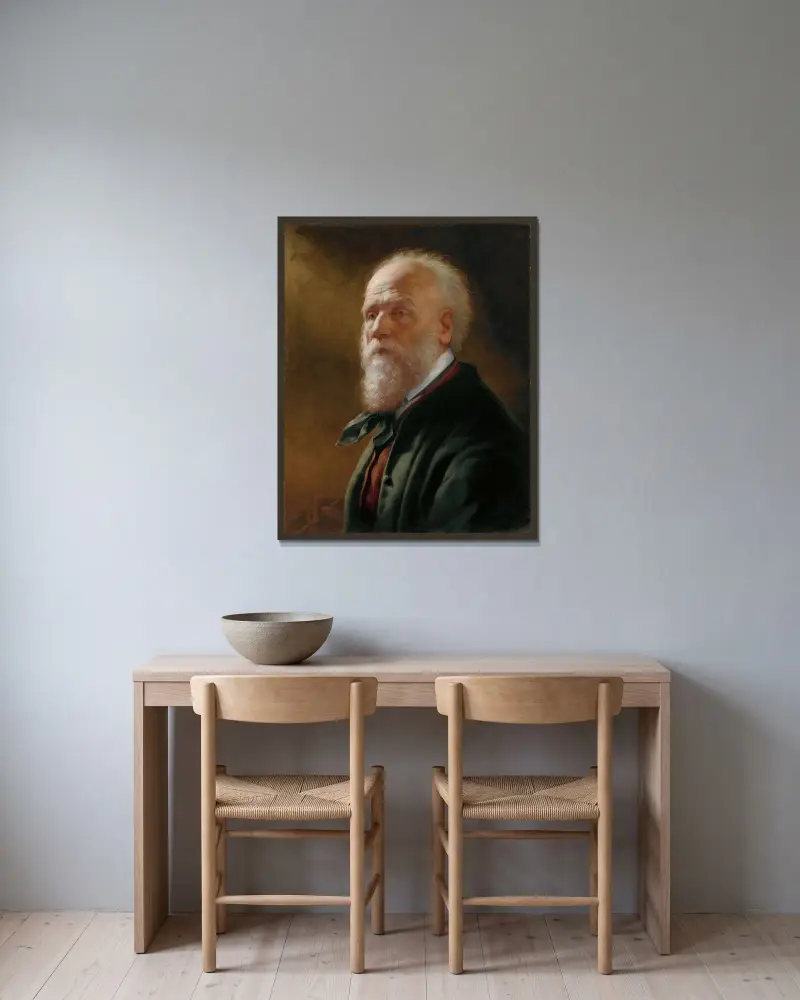Självporträtt av Friedrich von Amerling inramad på en vägg