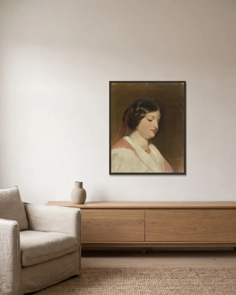Studie Frl von Heintl av Friedrich von Amerling inramad på en vägg