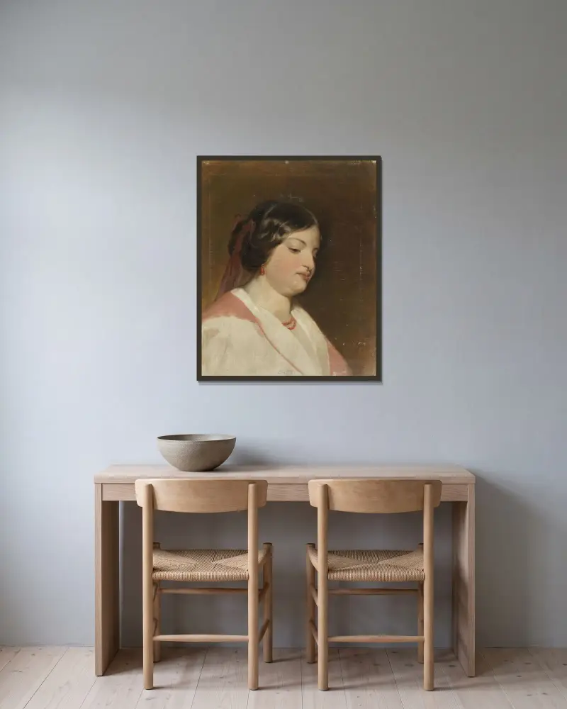 Studie Frl von Heintl av Friedrich von Amerling inramad på en vägg
