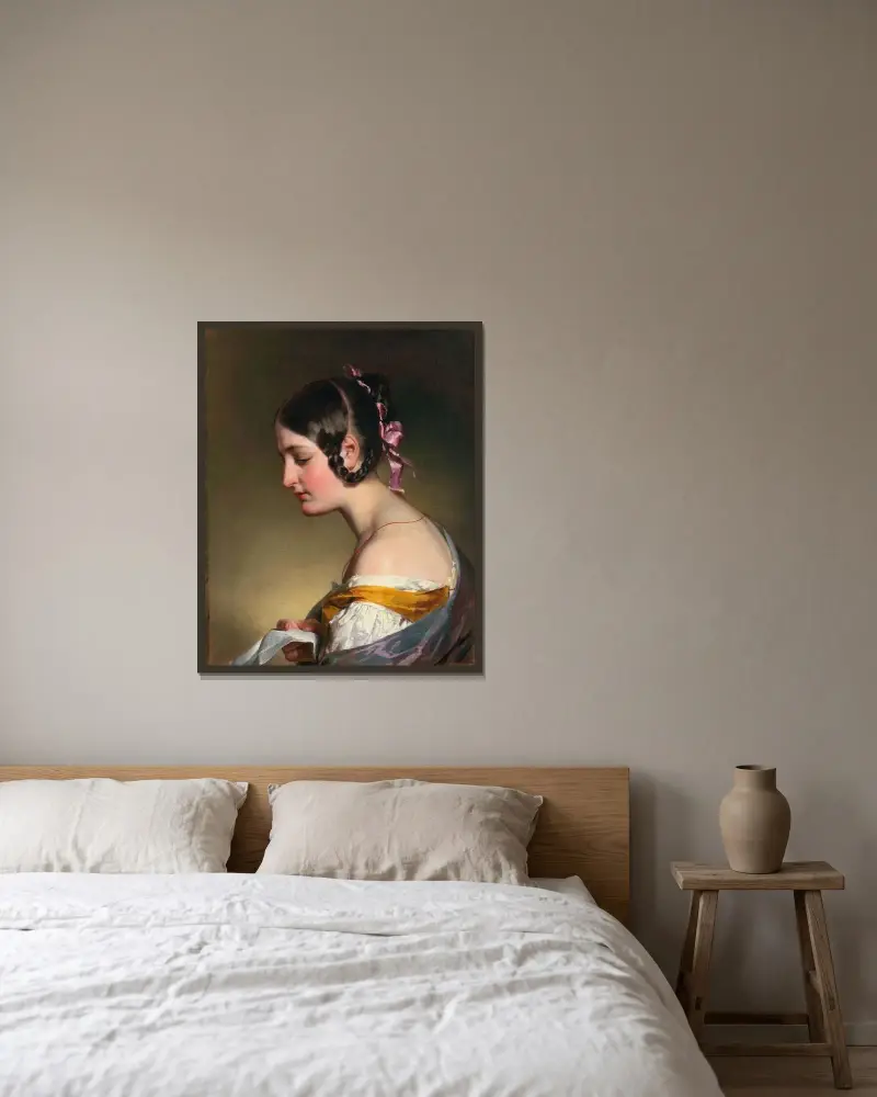 Brevläsaren av Friedrich von Amerling inramad på en vägg