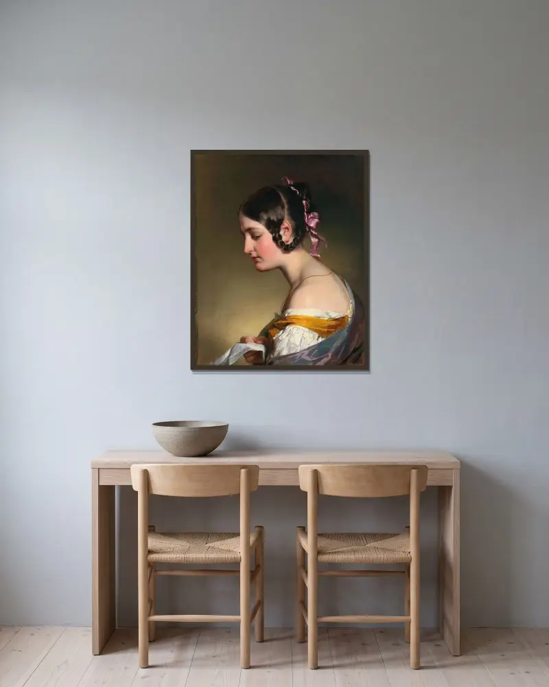 Brevläsaren av Friedrich von Amerling inramad på en vägg
