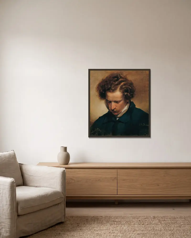 Målaren Eduard Bendemann av Friedrich von Amerling inramad på en vägg