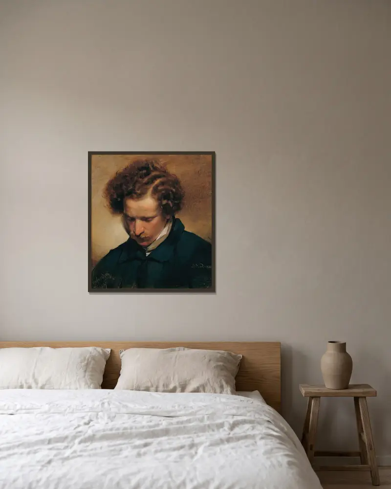 Målaren Eduard Bendemann av Friedrich von Amerling inramad på en vägg