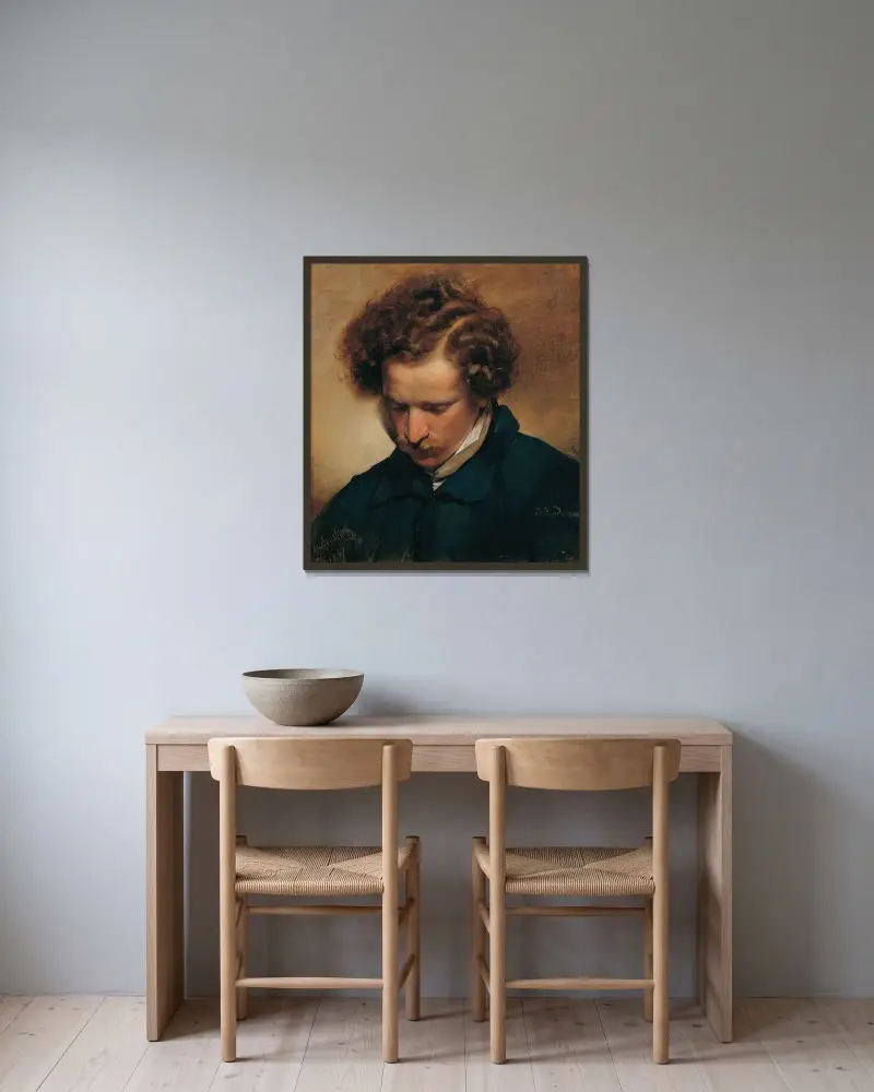 Målaren Eduard Bendemann av Friedrich von Amerling inramad på en vägg