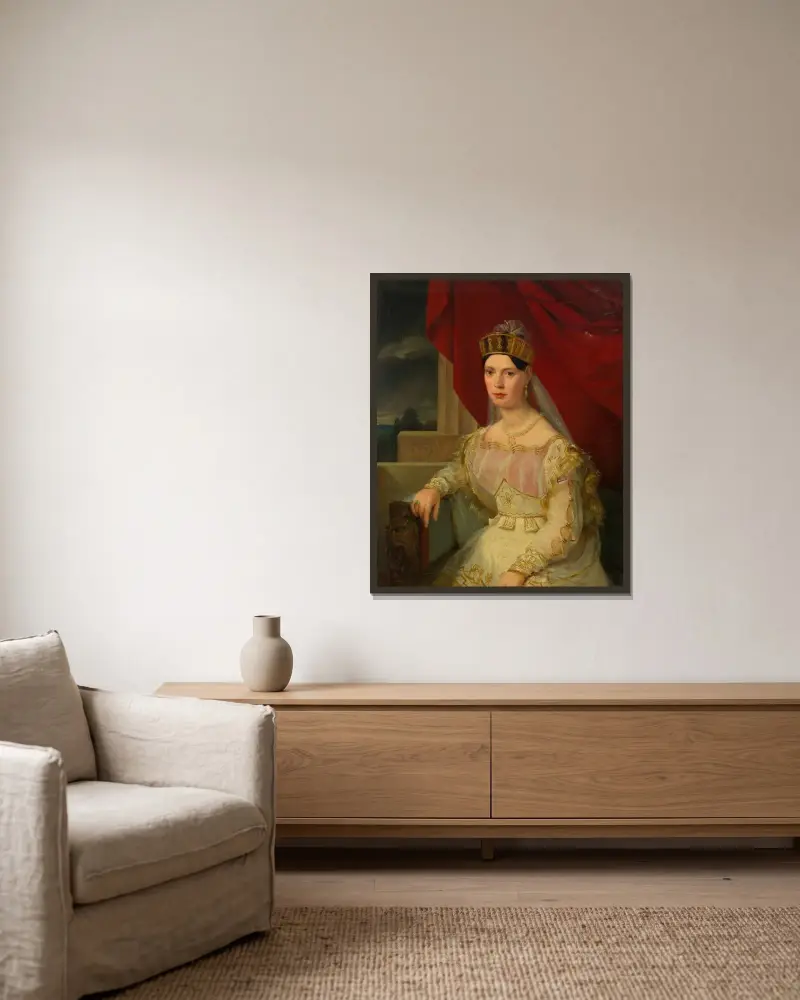 Therese Elßler, dansös av Friedrich von Amerling inramad på en vägg