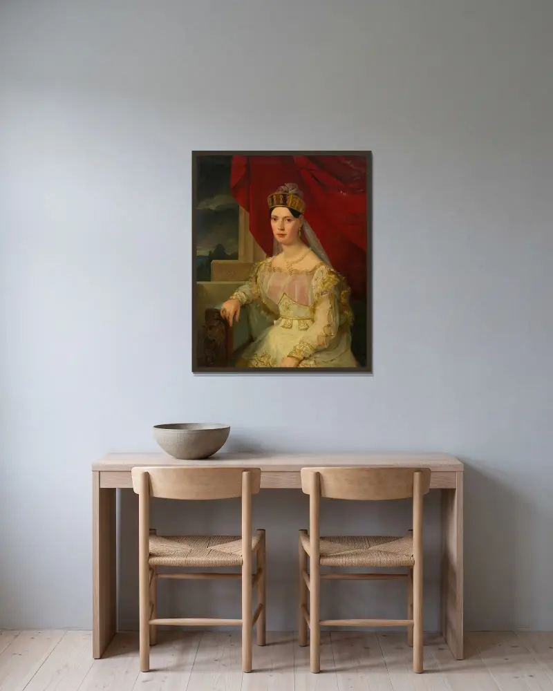 Therese Elßler, dansös av Friedrich von Amerling inramad på en vägg