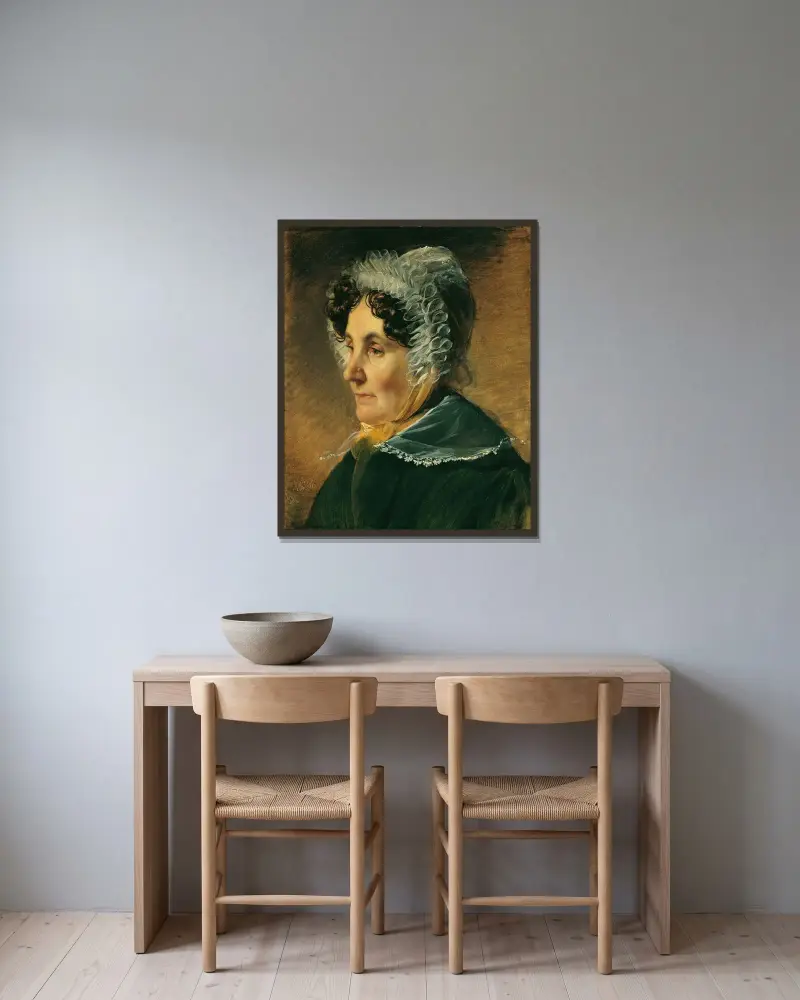 Theresia Amerling, konstnärens mor av Friedrich von Amerling inramad på en vägg