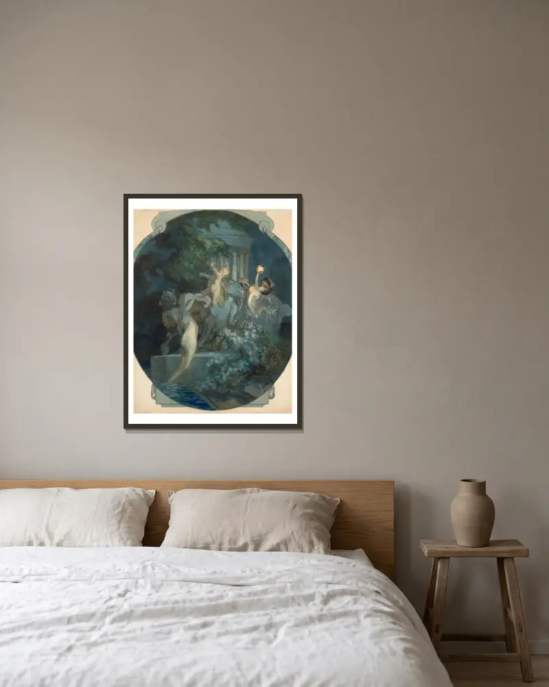 The abduction of Deianeira av Franz von Bayros inramad på en vägg