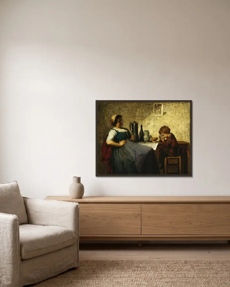 Maternal Joy av Adolf Von Becker inramad på en vägg