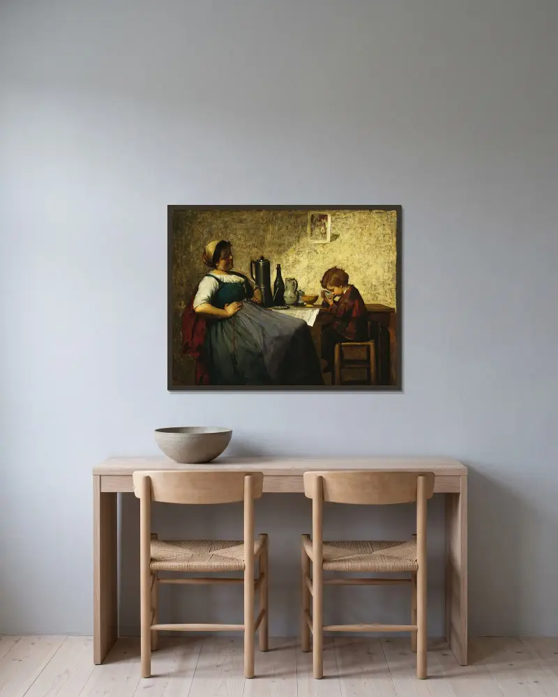 Maternal Joy av Adolf Von Becker inramad på en vägg