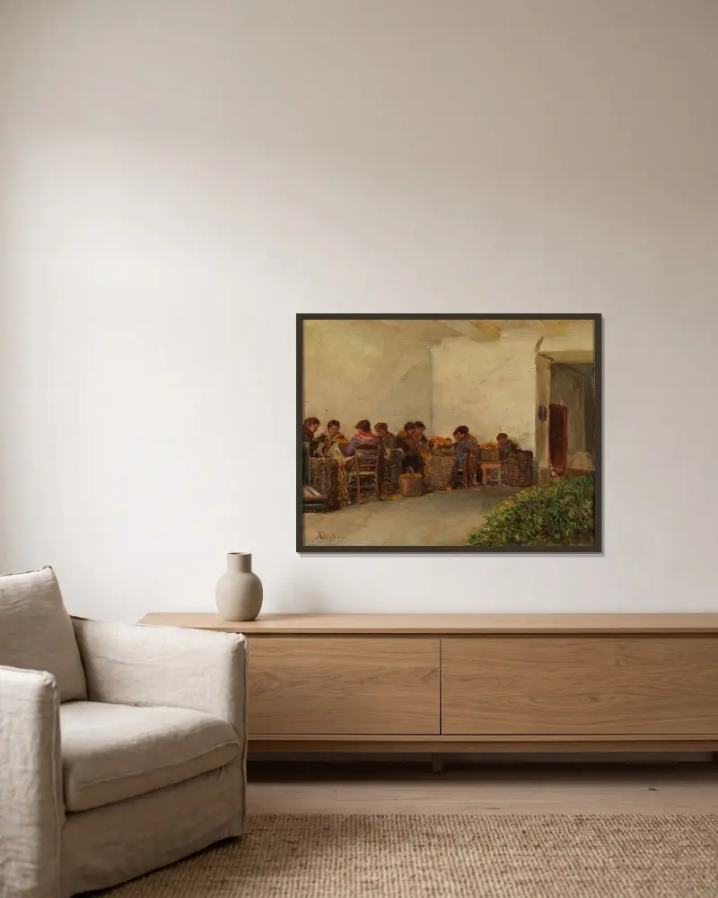 The rural women av Adolf Von Becker inramad på en vägg