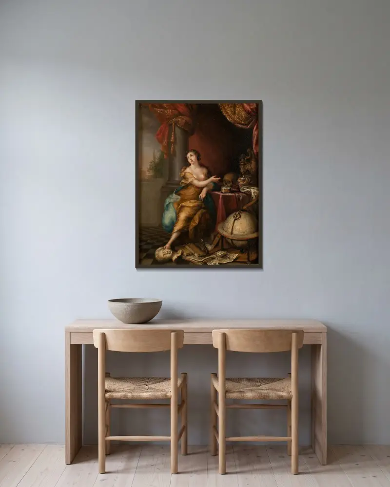 Allegory on the Vanity of Life av Andreas von Behn inramad på en vägg