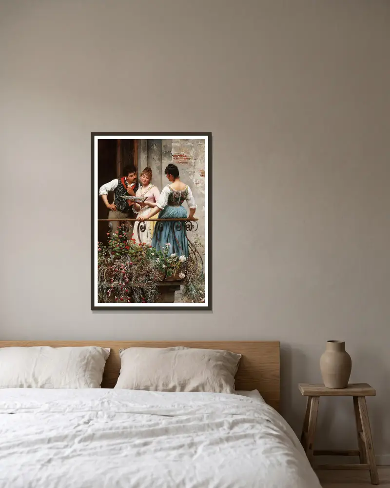 Ein Lieblingsfächer von Eugen von Blaas gerahmt an einer Wand