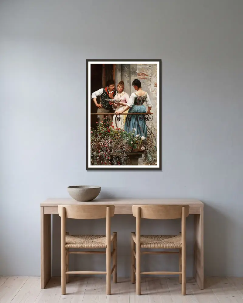 Ein Lieblingsfächer von Eugen von Blaas gerahmt an einer Wand