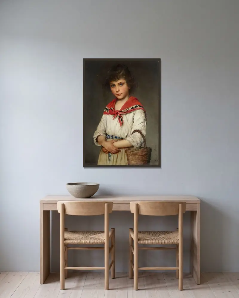 En neapolitansk flicka av Eugen von Blaas inramad på en vägg