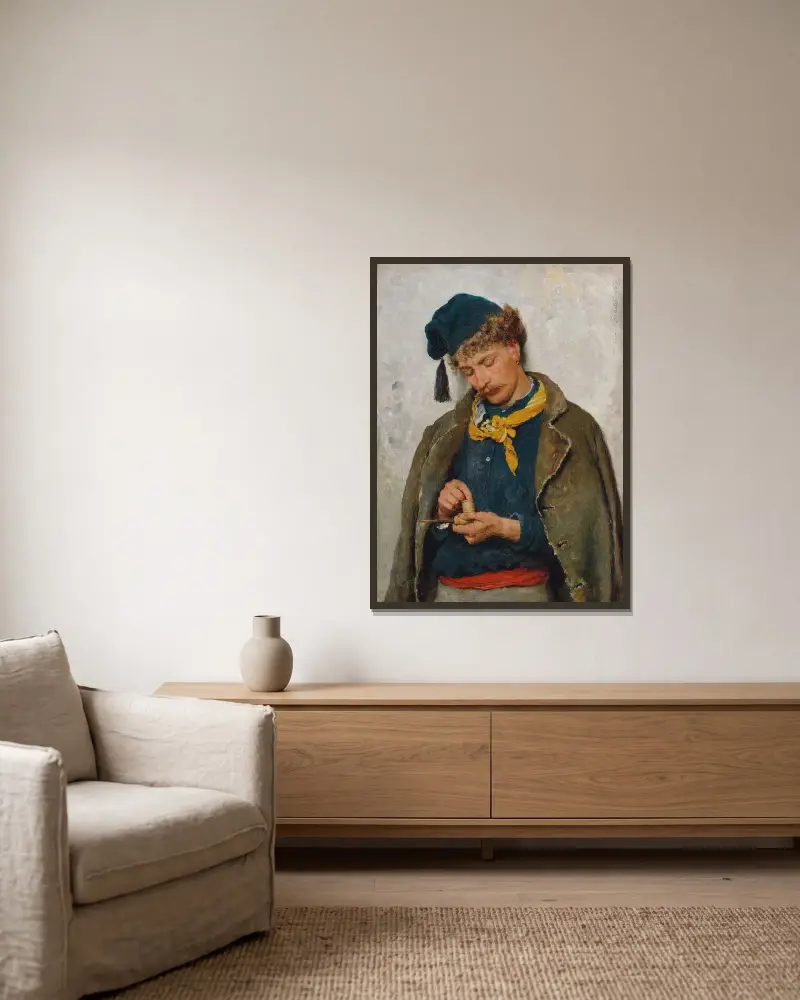 En soldat av Eugen von Blaas inramad på en vägg