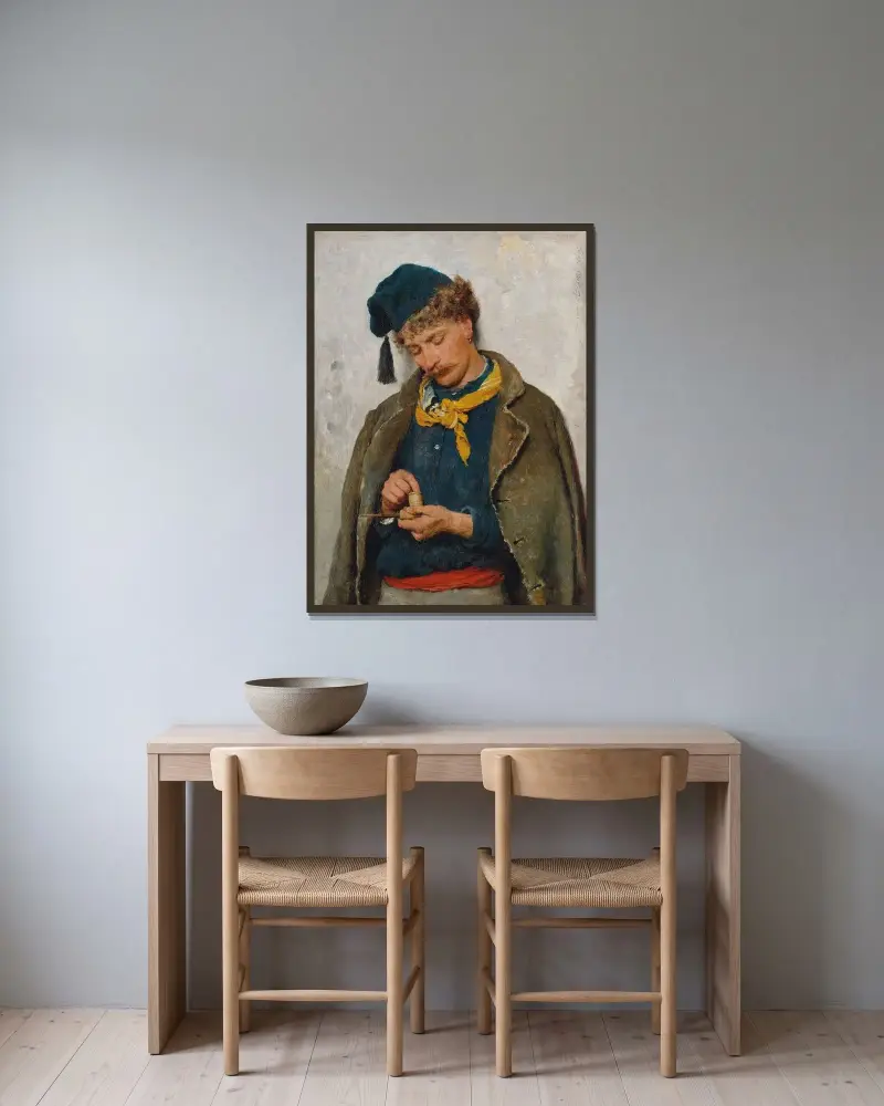 En soldat av Eugen von Blaas inramad på en vägg
