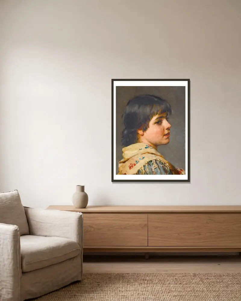 A venetian girl av Eugen von Blaas inramad på en vägg