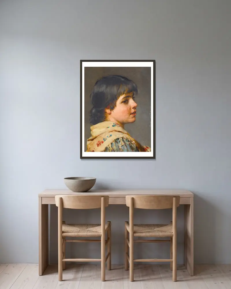A venetian girl av Eugen von Blaas inramad på en vägg
